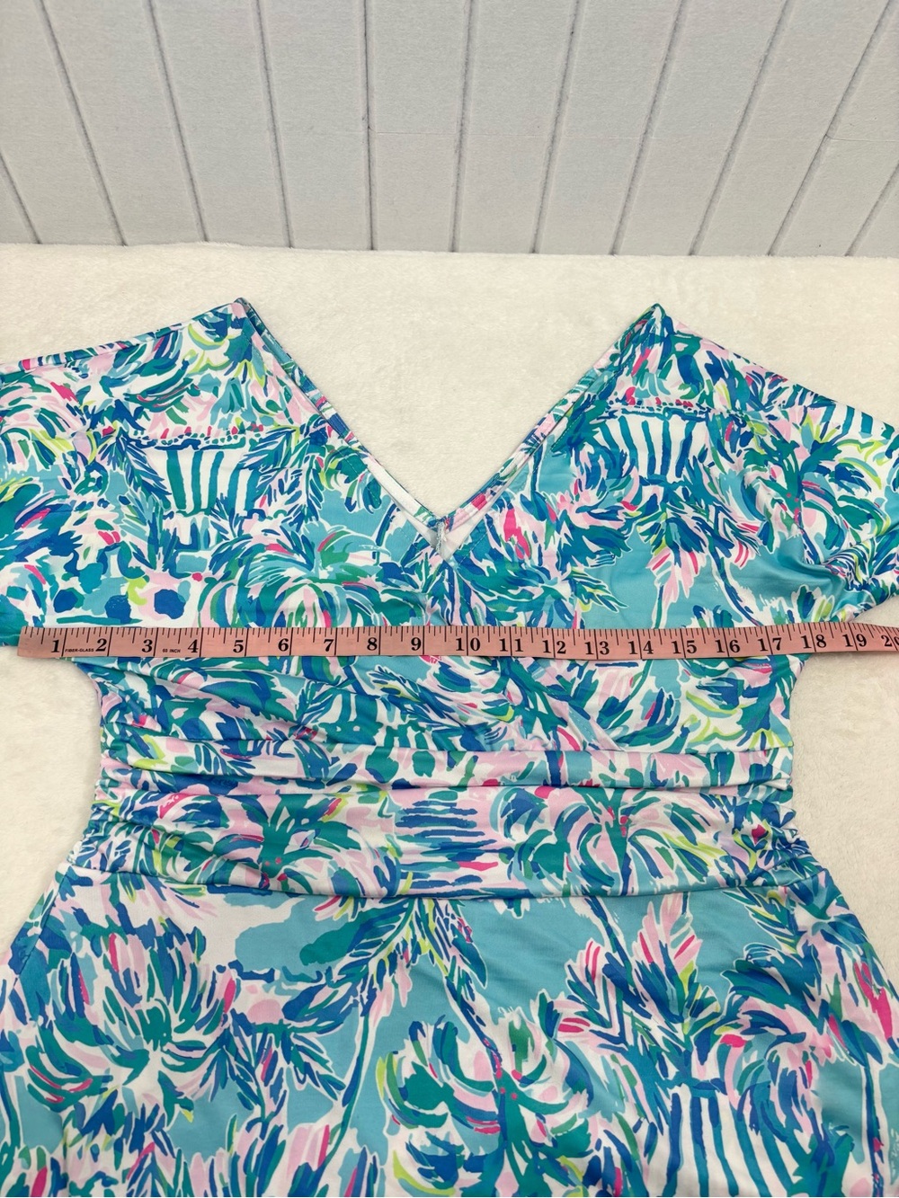 Blue Floral Print Wrap Front V-Neck Dress Romper size M - Picture 7 of 11